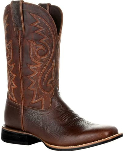 KYOESCAI Cowboy Boots for Men Western Country Boots Durable Classic Embroidered Mid-Calf Square Toe Traditional Boots,Brown,10 UK