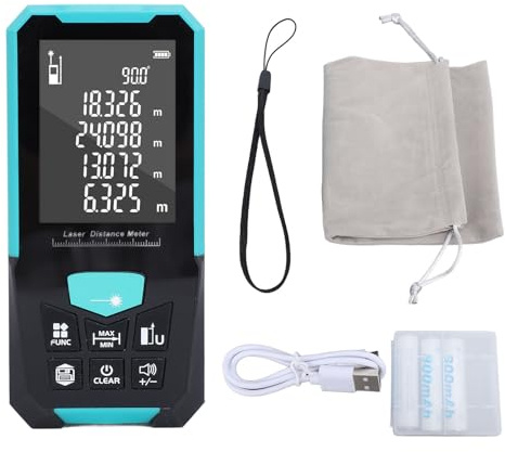 Digital Distance Meter 0.0-100m IP54 Waterproof, Rechargeable .4 Backlit LCD Screen Digital Distance Meter