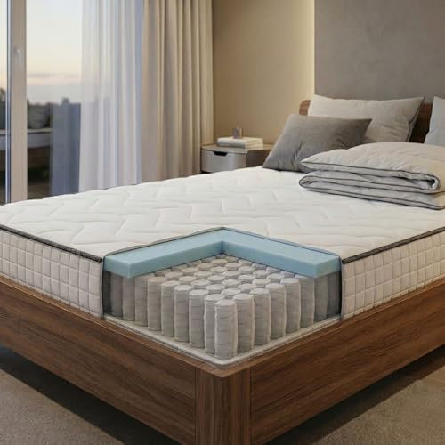 Arensberger JANA Matratze 140x200 cm | Taschenfederkernmatratze 20 cm mit 2 cm NANOCELL® Gelschaum | 7-Zonen Härtegrad H3 | Federkernmatratze punktelastisch, Rollmatratze | Öko-Tex Zertifiziert