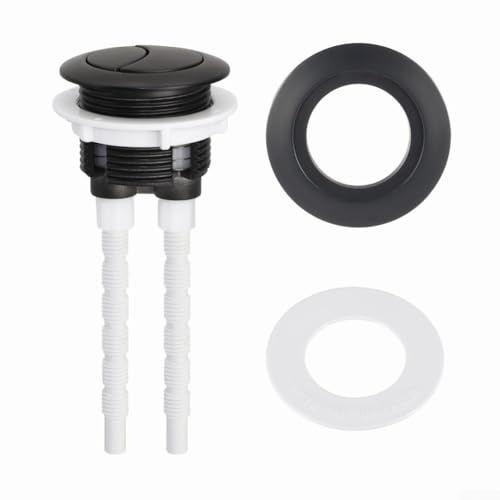 Botones de inodoro de 38/48/58 mm con dos varillas, botón de doble pulsador, botón de descarga para inodoro, accesorios de repuesto de cisterna (negro)