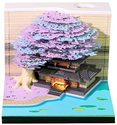 Calendrier de bureau 3D 2026 avec lumière LED, mémo créatif déchirable pour décoration de bureau et de maison, papier sculpté sur papier, bloc-notes autocollant pour cadeaux de Noël, Nouvel An (violet