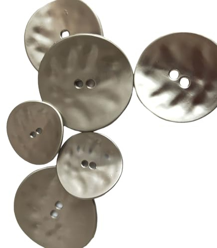 Blausky 10 stycken 30 mm platta metallknappar, runda byxknappar, pysselknappar, 2 hål, metallknappar, ersättningsknappar, vintage stilar, knappar för sömnad, för kläddekoration, gör-det-själv