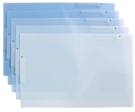 Plastmapp dubbel roterande dragstång A3-mapp stor kapacitet multifunktionell pärm 5 st set lätt att bära (blå)