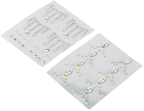 Set med droppformade klistermärken för ansiktet - självhäftande ögonmakeupdekor för gör-det-själv-skönhetspyssel, 2 ark i blandade stilar