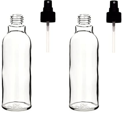 gouveo, bottiglie nebulizzatori per olio e aceto e opuscolo di 28 pagine con ricette , Vetro, 200 Ml Aufsatz Schwarz, Set da 2