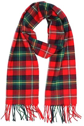 Achillea Scottish Tartan Plaid Cashmere Feel Winter Warm Scarf Unisex (Red Green Christmas Plaid)