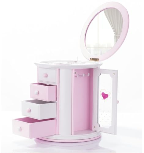 Renawe Girls Musical Jewelry Box Necklace Storage Accessories Gifts Cute Kids Jewelry Boxes for Little Girl Toddler Children Jewelry Organizer Best Girls Birthday Gift Stuff Child Music Jewelry Box
