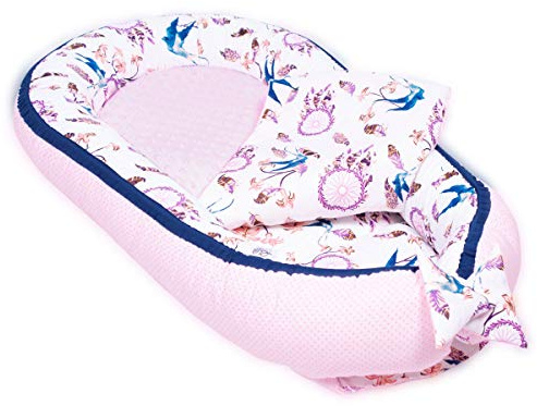 PaLulli Nid bébé, nid Douillet Multifonctionnel avec Matelas supplémentaire Moelleux, Cocon, nid, lit bébé, lit de Voyage pour Nouveau-né, 100% Coton Oeko-TEX, FABRIQUÉ dans L'UE (Hirondelles)