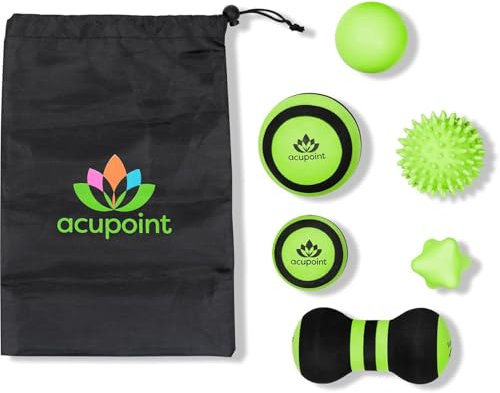 Acupoint Faszienball und Massage Ball Set 6 St. - Physiotherapie Massageball Set für Tiefgewebe & Triggerpunkte - Myofasziale Entspannung Igelball - Peanut Ball und Große & Kleine Schaumstoffbälle
