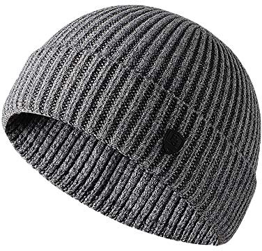 YAMEE Gorro Docker de Punto Hombre | Sombrero con Borde Plegable Beanie | Gorra Beanie otoño/Invierno Unisex | Sombreros de Invierno