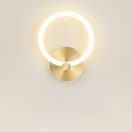LED vägglampa gyllene trappor korridor lampa, vägglampa kreativ modern korridorlampa, rund ring väggspots sovrum varmt ljus 10 W, väggbelysning för barnrum vardagsrum badrum, L 19 cm