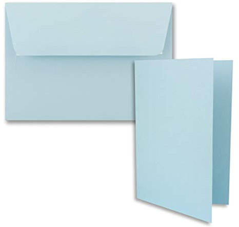 15x Faltkarten-Set DIN B6 12 x 17 cm in Hellblau (Blau) mit Briefumschlägen DIN B6 Haftklebung - für Einladungen und Grußkarten zum Geburtstag oder Hochzeit