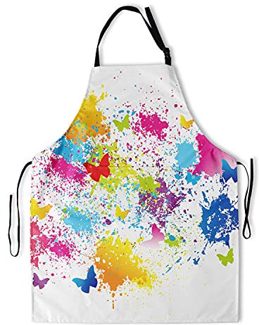 Sweetshow Painting Artist Apron with 2 Pockets and Adjustable Neck Waterproof Colorful Art Paint Aprons for Adults Women Men, Artist, Large
