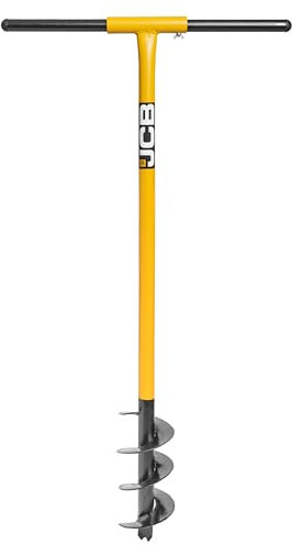 JCB Professional 4 100mm Fence Post Auger, Heavy Duty Tubular Steel, 100 x 250 mm Blade - T-Grip 500 mm Width - Top-Level Performance - Lifetime Warranty