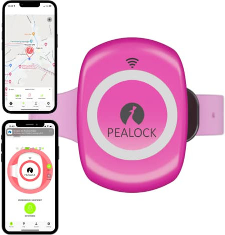 Pealock Smartes Elektronisches Fahrradschloss mit Alarm und GPS - Bewegungsmelder, Integrierter Alarm und GPS-Ortung - Rosa