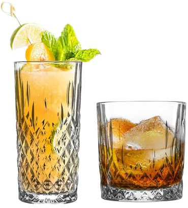 LAV Odin 12pc Verrerie Ensemble - Verre Mixte Highball Cocktail Gin Verres & Eau Whisky Gobelets à Boire - by