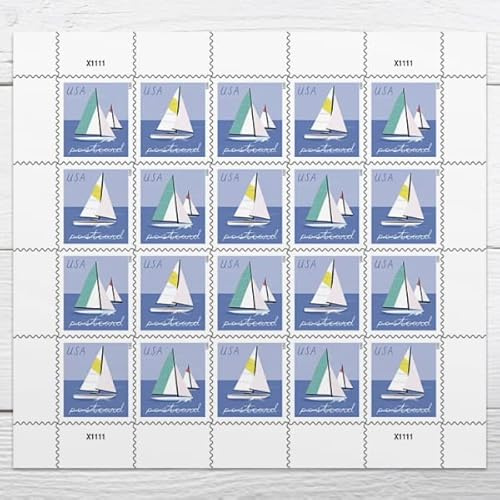 Sailboats Postcard Rate 2023 (Sheet of 20) Non-denominated Mail-use Forever Postage Stamps for Postcards