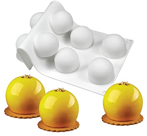 mostsom Stampi in silicone 3D a forma di sfera, stampo da forno per mousse, fondente, stampo in silicone per cuocere torte, dessert francesi, per pasticceria, cioccolato, sapone e gelato (sfera