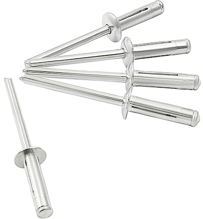 Kyuionty 60 Pcs 3/16 x 3/4 Tri-Fold Exploding Pop Rivets, Aluminum Large Head Blind Rivets (Silver)