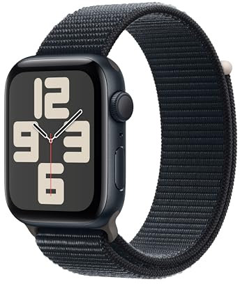 Apple Watch SE de 2.ª generación, 2023 [GPS] Smartwatch con Caja de Aluminio en Color Medianoche de 44 mm y Correa Loop Deportiva Color Medianoche. Monitor de entreno y sueño, Neutro en Carbono