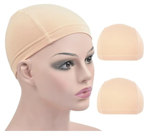 Lot de 2 Perruque Chapeau, Fibre de Bambou Élastiques et Respirants Perruques Bonnet (Beige)