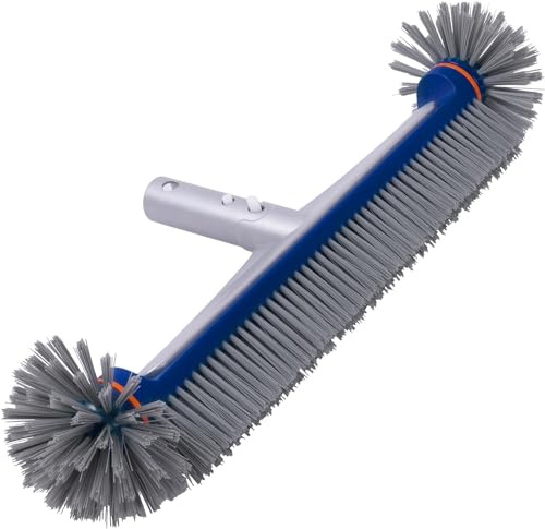 PooLiFE, spazzola per piscina da 44,45 cm con estremità arrotondate per pareti e piastrelle, con retro in alluminio rinforzato, spazzola premium con setole resistenti