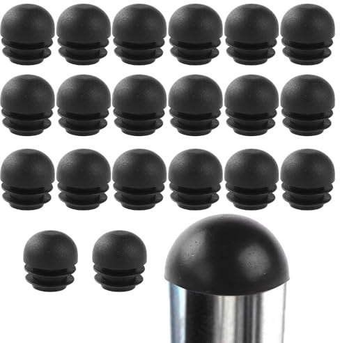 20 tapones de extremo de patas de silla, tapas redondas negras de 25 mm, insertos de tubo de plástico, accesorios de muebles para sillas, escritorios, mesas, camas, accesorios de tubería