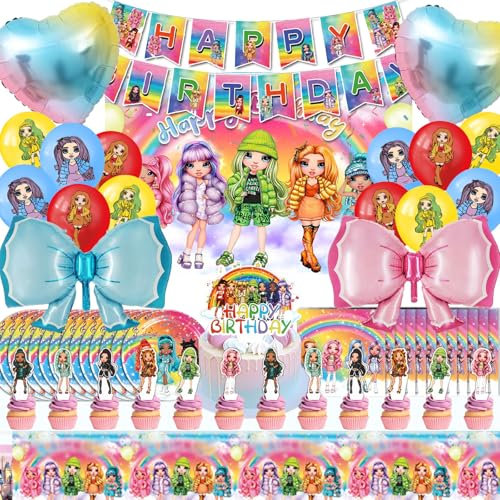 80 Pcs Rainbow Geburtstag Deko Set, Rainbow Birthday Decorations, Rainbow Kindergeburtstag, Rainbow Luftballon, Rainbow Balloons, Rainbow Party Set, Rainbow Geschirr, Rainbow Hintergrund