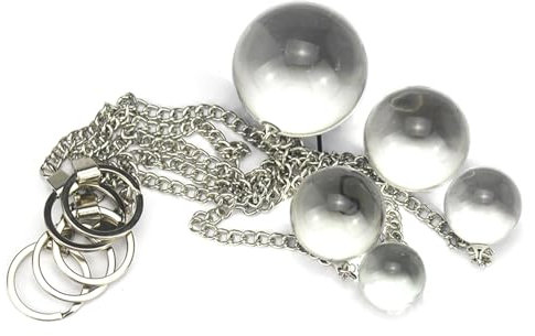 5 Größen Sphärisch Glas Analkugeln Mit 29cm Edelstahl Lange Kette, Glatt Kristall Anal Ball Glas Analdilos Anal Perlen Massage G-Punkt Prostata Massager Masturbation Sexspielzeug für Frauen Männer