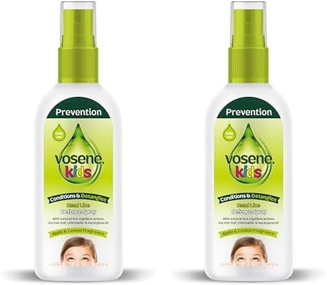 Vosene Kids Apple & Lemon Head Lice Defence Spray 150ml, Conditioning and detangling Natural Head lice Repellent with Tea Tree Leaf, citronella and Eucalyptus Oil, Helps to Keep headlice at Bay.