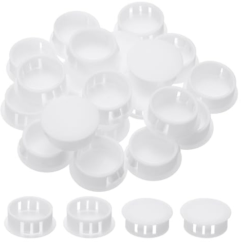 PATIKIL Tappi Copriforo, 34Pz 1 (25mm) Tappi per Fori in Plastica Copriforo a Vite Scrivania Fibbia Bloccaggio Inserto per Mobili Fori Armadio Cucina, Bianco