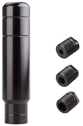 muge racing Aluminum Alloy Weighted Shifter Knob,5 Auto Gear Shift Knob with 3 Threaded Adapters M8 M10 M12,Fit Most Automatic Manual Vehicle-Black