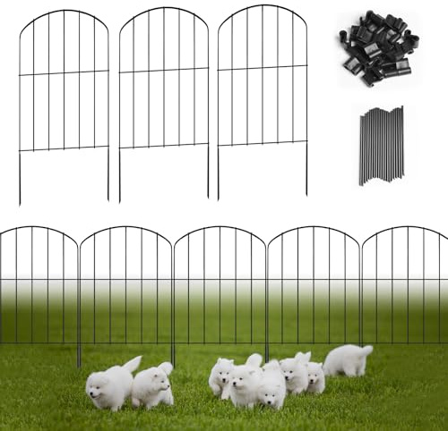 SDLDEER 10 Pcs Decorative Garden Fence, 320CM(L) x 61CM(H) Garden Animal Barrier Outdoor Rustproof Metal Dog Pet, Fences and Borders for Flower Bed Yard Patio