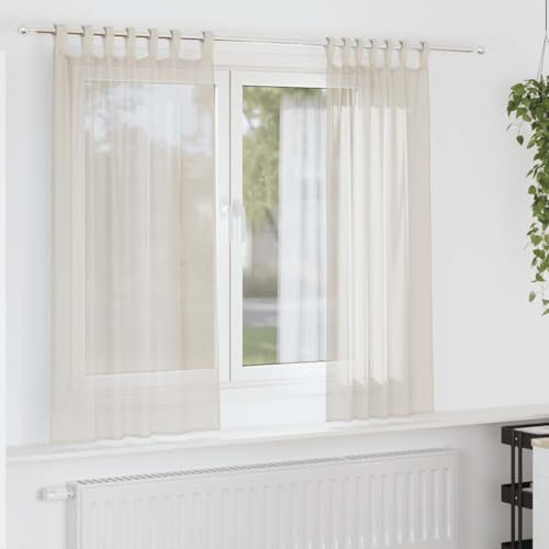 NQJIBUE Tende in voile con passanti, 2 pezzi, panna, decorazione, tendaggi per finestre, tende e tende