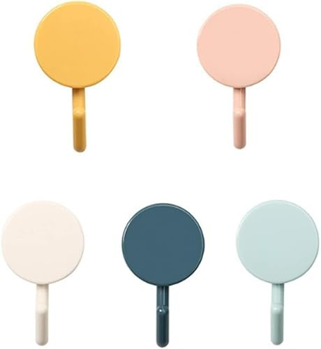 Mioaoa Lot de 5 crochets autocollants colorés, crochets muraux mignons, crochets de serviettes, crochets de rangement à la maison, crochets de rangement à coller, mur décoratif, porte-clés pour