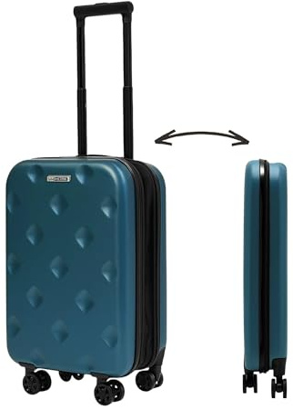 Maleta de Cabina 20 Plegable Ultrafina/Se pliega de 22cm a 10,5cm de Grosor/Ligera y Resistente ABS/4 Ruedas + Mango Telescópico/Color Azul grisáceo