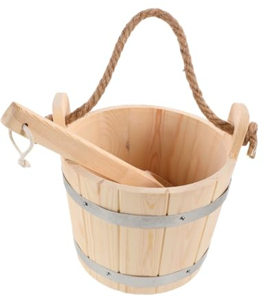 UPKOCH Sauna Barrel Natural Wood Ladle for Spa and Steam Use Includes Ergonomic Handle for Easy Water Scooping during Sauna Sessions