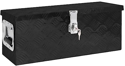Boîte à Outils, Caisse à Outils Mallette en Métal Caisse de Rangement Noir 60x23,5x23 cm Aluminium
