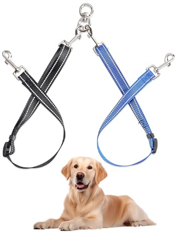 YAZWUR Correa Ajustable para Dos Perros - Doble Correa con Acoplador para Perros Pequeños y Cachorros