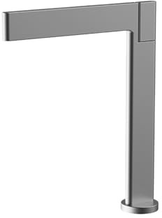 Tvättställsblandare, diskbänksblandare, hög, för badrumshandfat, mässing förkromad, grå, med enkelt handtag, varmt och kallt vatten, mode (grå tall)