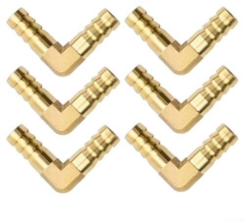 CNANRNANC Lot de 6 raccords de tuyau en laiton de 10 mm en forme de L à 90 degrés pour une connexion efficace dans les systèmes de transfert de liquide et de gaz avec extrémités barbelées résistantes