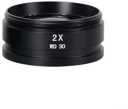 Autilyshop WD165 hjälpobjektivlins 0,5 x 0,7 x 2,0 x mikroskop kameralins barlow glaslins legering svart för trinokulär kikare stereo zoom mikroskop förstorat fält av (2X)