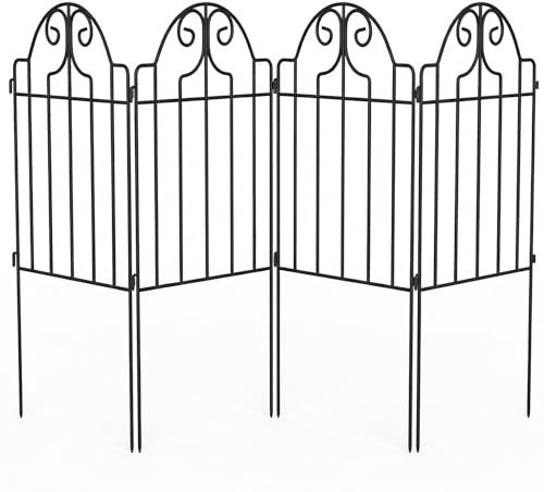 Outsunny Set de 4 Vallas de Jardín de Metal Decorativas 125x57 cm Negro