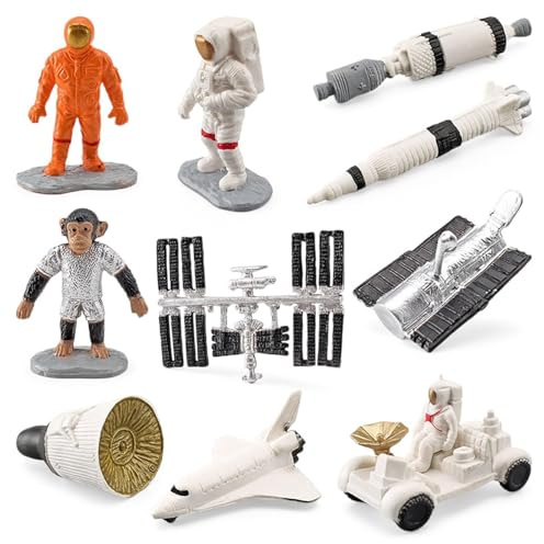 Mini-astronaut-leksaksset – 10-delars raket-skyttle-rymdförarfigurer