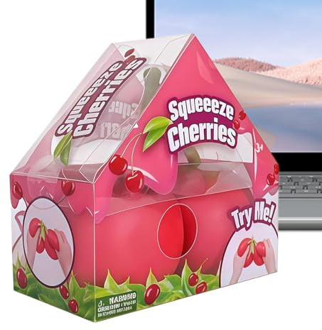 Cherry squeeze leksaker, 14 cm roliga , realistiska körsbärsfestfavoriter | Stress squeeze leksak, för vuxna, familj, vänner, ungdomar, kontor, arbete, pendling, avkoppling, studie, väntrum