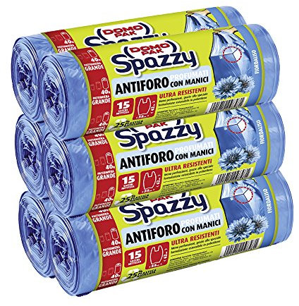 Domopak Spazzy Sacs Neptesse anti-trou avec poignées - Parfumé au bleuet - Maison 40 litres - 90 pièces