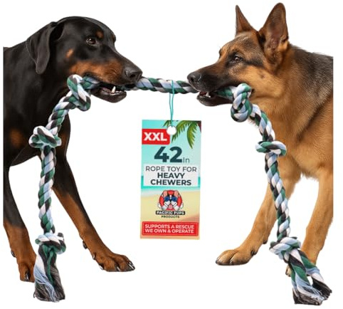 Giant Dog Rope Toys for Extra Large Dogs - 42 Inch, 6 Knot Tough Rope Chew Toys for Large Dogs - Benefits Non-Profit Animal Rescue - Indestructible Dog Toy for Aggressive Chewers