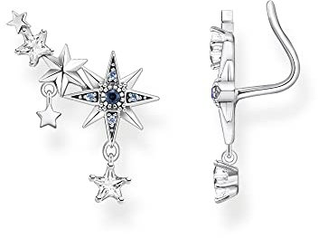 THOMAS SABO Sabo Ohrringe Ear Climber Royalty Sterne mit Steinen aus 925 Sterlingsilber, Maße: ca. 1,5cm x 1,8cm, H2223-945-7
