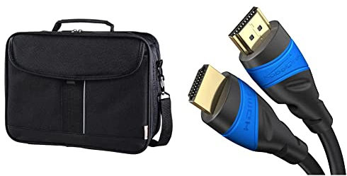 Hama Sportsline Beamertasche groß (Projektor Tasche: 27 x 39 x 15 cm) Schwarz & KabelDirekt – 2 m – 4K HDMI-Kabel (4K@120Hz und 4K@60Hz – High Speed mit Ethernet, kompatibel mit HDMI 2.0/1.4, Schwarz)