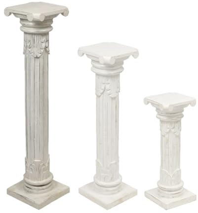 Oriental Galerie Säule Antike Blumensäule Dekosäule Ständer Sockel Podest Blumenständer Holz in vielen verschiedenen Designs, Säulen Variante Antik:Weiß groß